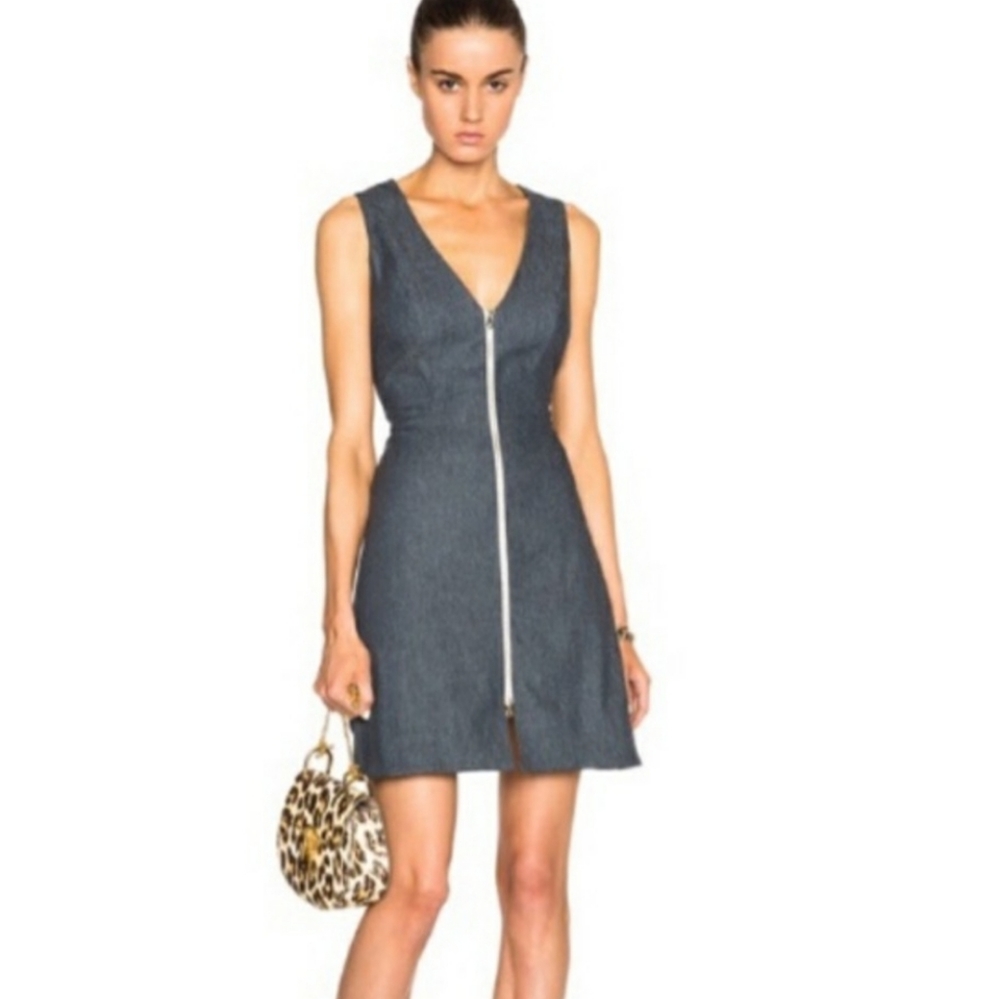 L’Agence Jacquelin denim zipper mini dress